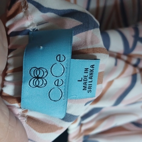 CeCe Stripe Blouse Off The Shoulder Bow Tie Waist Size Small 3/4 Sleeve - Picture 5 of 6